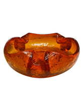 Load image into Gallery viewer, Large 1960s Amberina Crackle Ashtray
