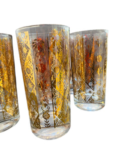 Set of Five Georges Briard Gold High Ball Glasses