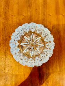 Clear Cut Glass Round Ashtray