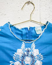 Load image into Gallery viewer, Vintage Turquoise Embroidered Long Blouse - As Found (M)
