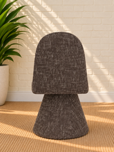 Load image into Gallery viewer, Ethel upholstered dining chair in Mocha Charcoal interwoven polyester fabric with sculptural pedestal base
