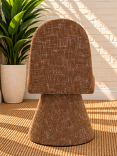 Load image into Gallery viewer, Ethel upholstered dining chair in Spiced Cognac interwoven polyester fabric with sculptural pedestal base
