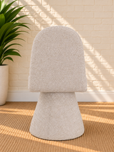 Load image into Gallery viewer, Ethel upholstered dining chair in Vanilla Oat interwoven polyester fabric with sculptural pedestal base
