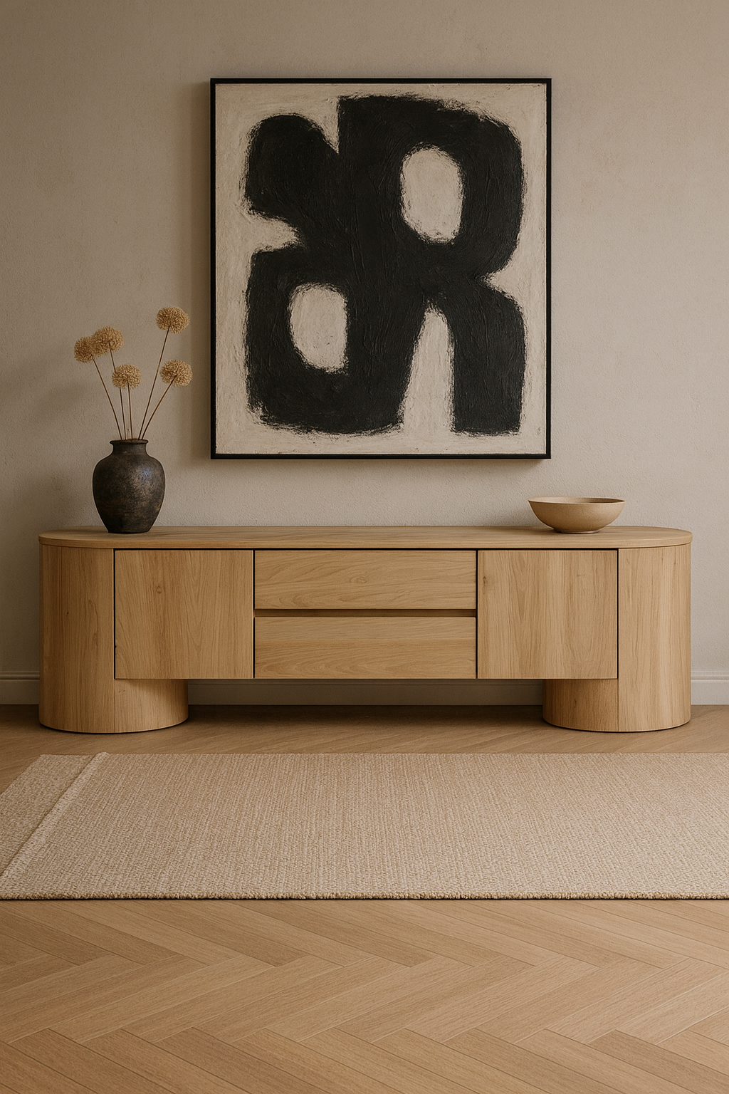 Milan Curved Blonde Credenza