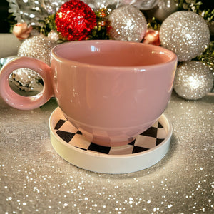 Pink Coffee Cup with Coaster
