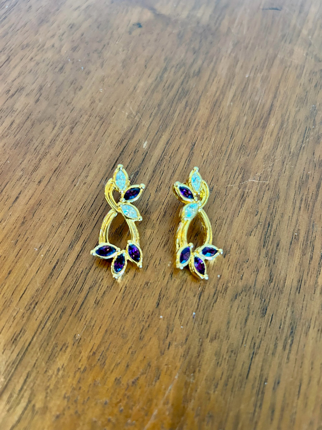 Vintage Avon Gold Tone and Faux Amethyst Earrings