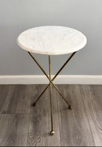 French 1950s side table with repurposed marble top