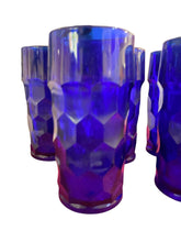 Load image into Gallery viewer, Rare Set of Six Cobalt Honey Comb Highball Glasses
