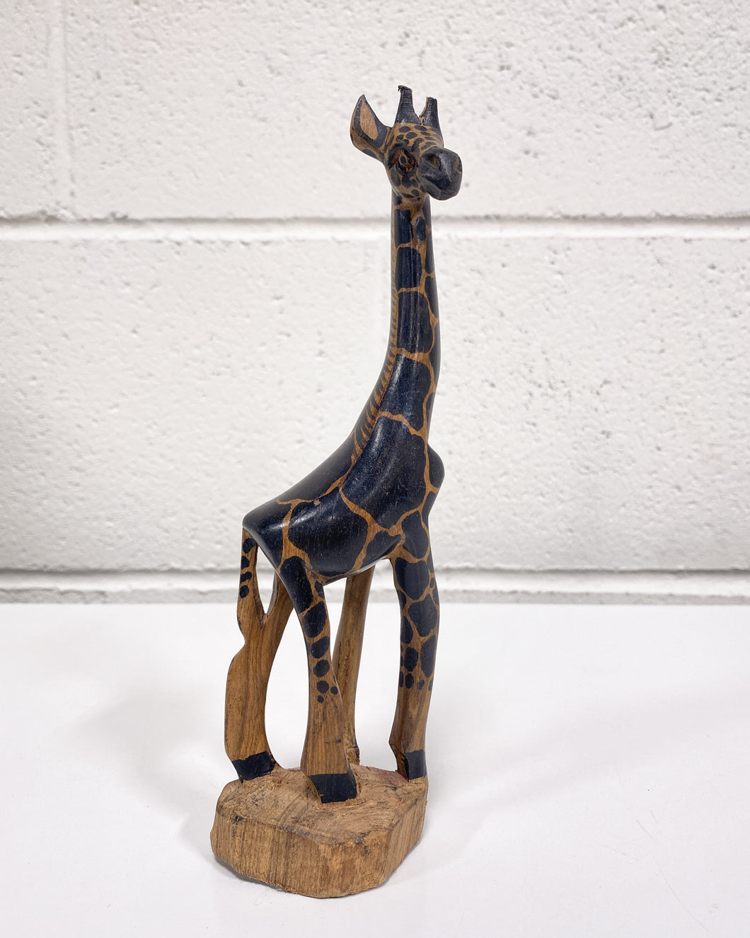 Vintage Carved Wood Figurine of a Giraffe