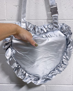 Oversized Silver Heart Bag