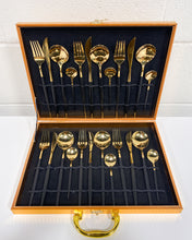 Load image into Gallery viewer, Gold and Black Utensil Set - 24 pieces
