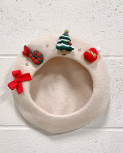 Cream Christmas Beret