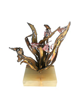 Load image into Gallery viewer, Brutalist Brass Sculpture Oceanscape on an Onyx Base
