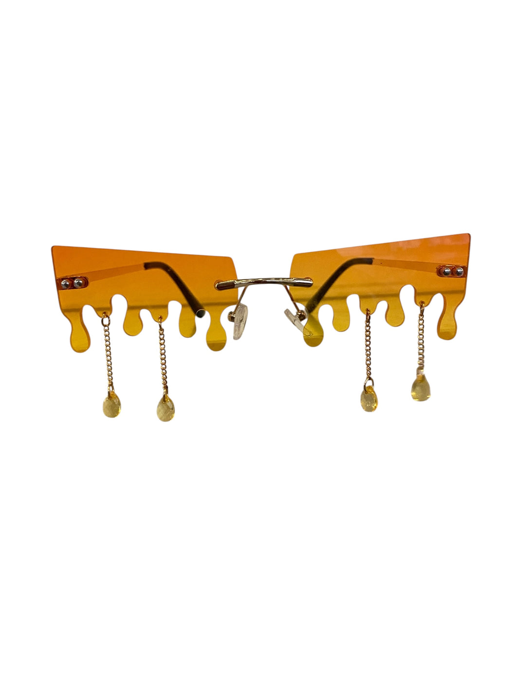Orange Drip with Rhinestones Sunnies