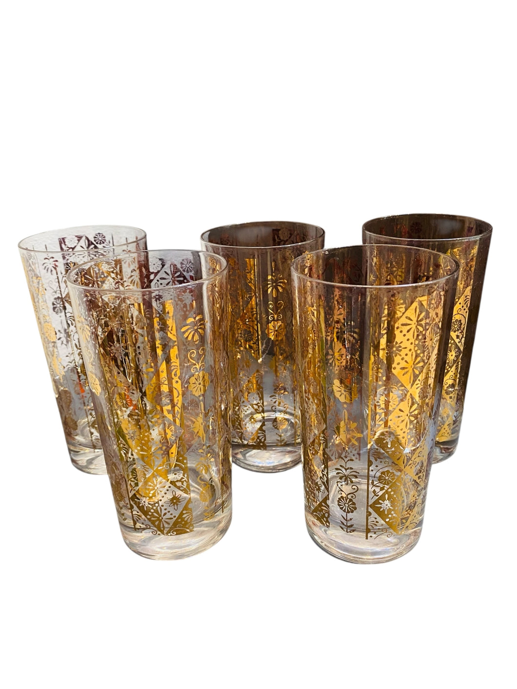 Set of Five Georges Briard Gold High Ball Glasses