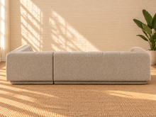 Load image into Gallery viewer, Felicity 2-piece L-shaped sectional sofa in Ivory Beige textured upholstery with rounded arms, deep channel-tufted back, and contemporary silhouette.
