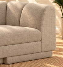 Load image into Gallery viewer, Felicity 2-piece L-shaped sectional sofa in Ivory Beige textured upholstery with rounded arms, deep channel-tufted back, and contemporary silhouette.
