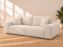 Load image into Gallery viewer, Image 3 of 5: Felipe upholstered sofa in Pearl Ivory chenille with oversized channel-detailed arms and deep cushioned seating
