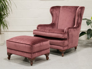 Maroon Vintage Wingback with Ottoman