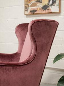 Maroon Vintage Wingback with Ottoman