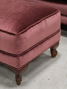 Maroon Vintage Wingback with Ottoman