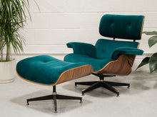 Load image into Gallery viewer, Teal Velvet Lounge Chair and Ottoman
