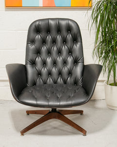 Vintage George Mulhauser Walnut Black Lounge Chair
