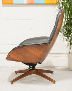 Vintage George Mulhauser Walnut Black Lounge Chair