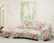 Load image into Gallery viewer, Parisian Blue Floral Velvet Sculptural Sofa by Weiman Sofa
