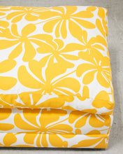 Load image into Gallery viewer, Yellow Flower Dead Stock New Upholstery Ottoman
