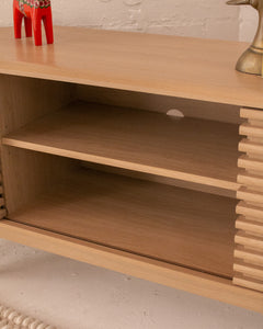 Lawford Blond Slat Corner Cabinet