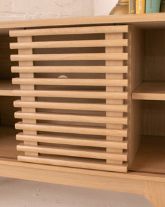 Lawford Blond Slat Corner Cabinet