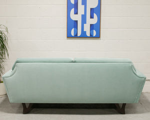 Baby Blue Desmond Walnut Framed Sofa 80"