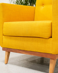 Modern Mustard Tweed Lounge Chair