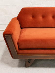 Desmond Walnut Framed Sofa 72” in Royale/Rust