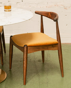 Scandinavian Dining Chair in Gold Velvet