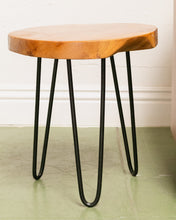 Load image into Gallery viewer, Round Solid Wood Side Table Hair Pin Legs
