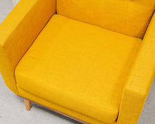 Load image into Gallery viewer, Modern Mustard Tweed Lounge Chair
