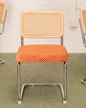 Load image into Gallery viewer, Checkered Rust Chrome Rattan Chair
