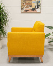 Load image into Gallery viewer, Modern Mustard Tweed Lounge Chair
