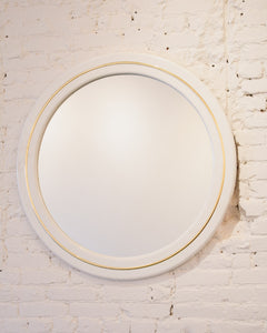 Large Round White Vintage Mirror