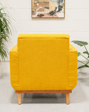 Load image into Gallery viewer, Modern Mustard Tweed Lounge Chair
