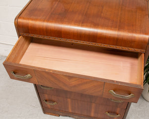 Walnut Art Deco Highboy Dresser