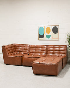 Recycled Leather 3 Piece and Ottoman Juno Sofa