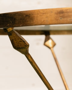 Gilt Metal Tripod Arrow Glass Top Table