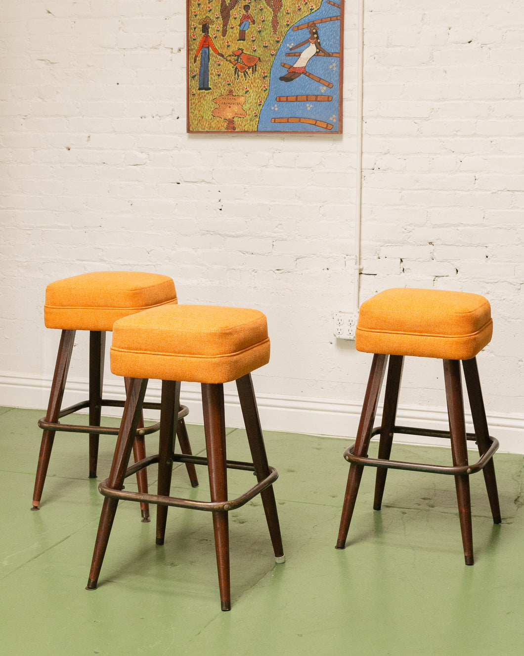 Yellow Mustard Bar Stools Set of 3