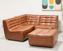 Load image into Gallery viewer, Recycled Leather 3 Piece and Ottoman Juno Sofa
