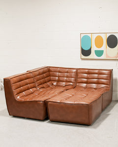 Recycled Leather 3 Piece and Ottoman Juno Sofa