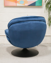 Load image into Gallery viewer, Comfy Deep Blue Tufted Swivel with Ottoman
