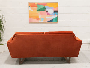 Desmond Walnut Framed Sofa 72” in Royale/Rust